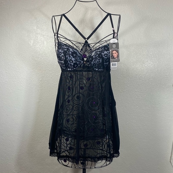 NWT Daisy Fuentes black push up baby doll intimate size S - Picture 1 of 10